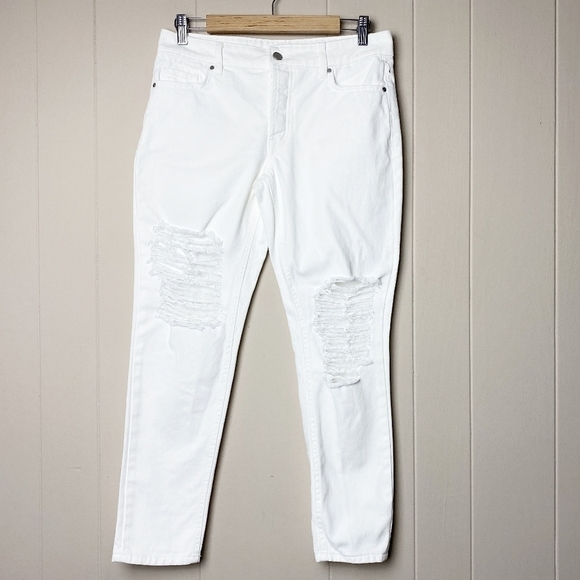 AFRM Luisa Mid Rise Skinny Ankle Jeans 25 0 white 100% cotton distressed - Picture 2 of 12